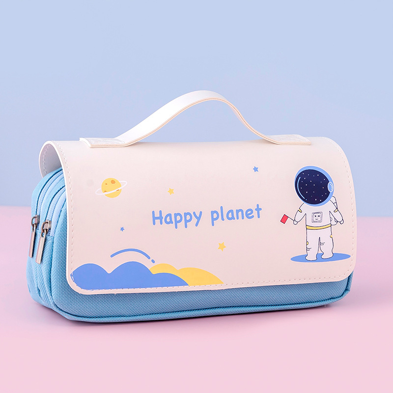 Cartoon primary school student pencil bag large capacity cute portable stationery bag creative space stationery box pencil bag