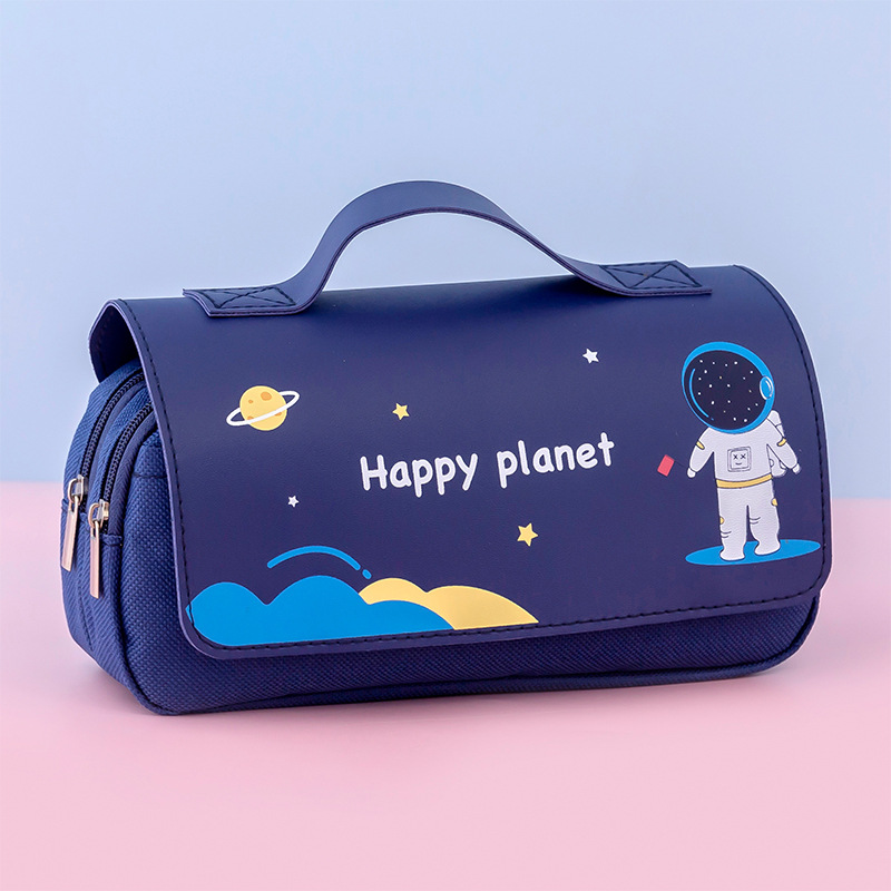 Cartoon primary school student pencil bag large capacity cute portable stationery bag creative space stationery box pencil bag