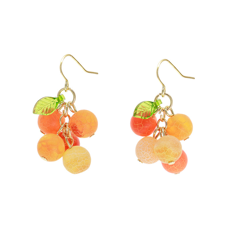 Fruit girl earrings candy ear hook earrings cartoon orange earrings creative ins wind ear clips