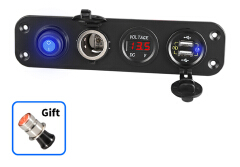 Dual QC3.0 Cigarette Lighter Socket Splitter Waterproof 12V Dual USB Charger Power Adapter Outlet Panel Dual USB Ports Voltmeter