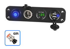 Dual QC3.0 Cigarette Lighter Socket Splitter Waterproof 12V Dual USB Charger Power Adapter Outlet Panel Dual USB Ports Voltmeter
