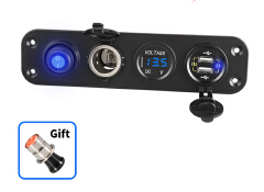 Dual QC3.0 Cigarette Lighter Socket Splitter Waterproof 12V Dual USB Charger Power Adapter Outlet Panel Dual USB Ports Voltmeter