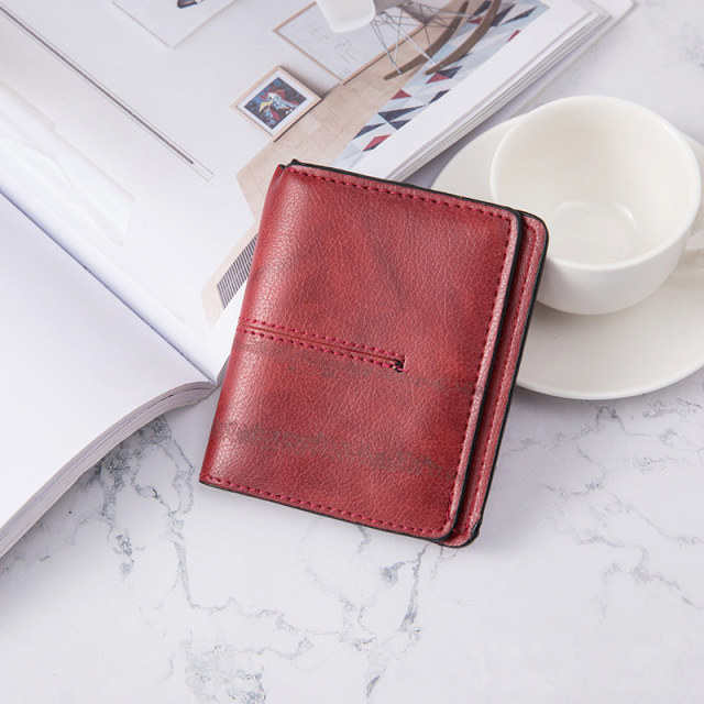 New Small Wallet Female Student Pure Color Simple Wallet Two Fold Small and Thin Large-capacity Coin Purse Designer Wallet