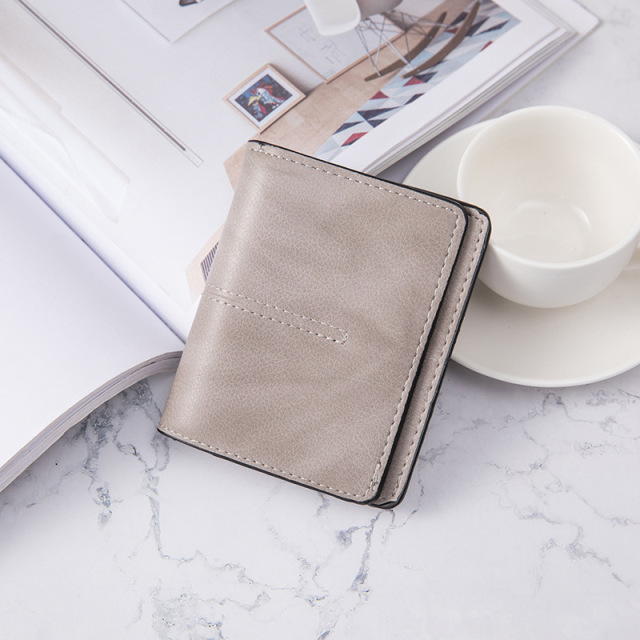 New Small Wallet Female Student Pure Color Simple Wallet Two Fold Small and Thin Large-capacity Coin Purse Designer Wallet