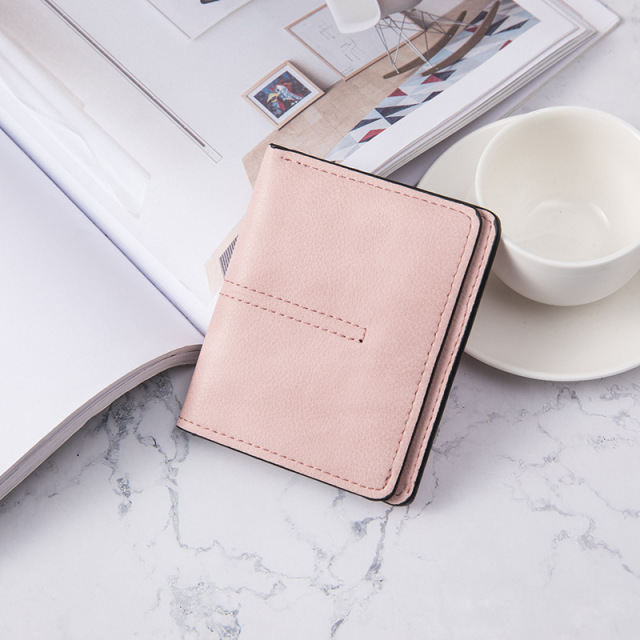 New Small Wallet Female Student Pure Color Simple Wallet Two Fold Small and Thin Large-capacity Coin Purse Designer Wallet
