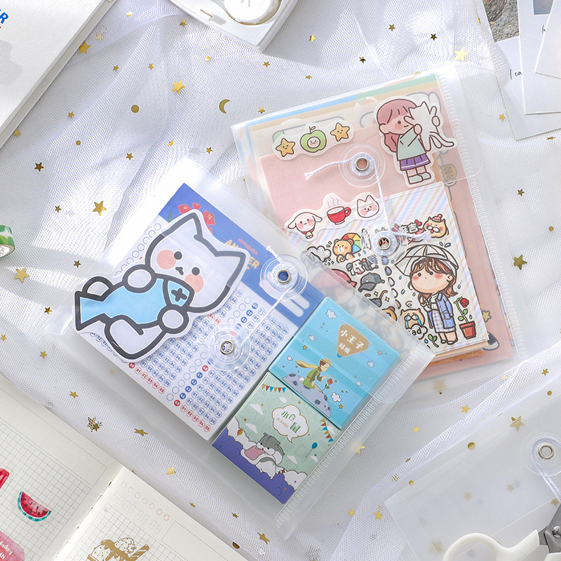 3pcs Mini A6 Size File Folder Organizer PP Waterproof Transparent Document Bag for School Office Supplies Stationery