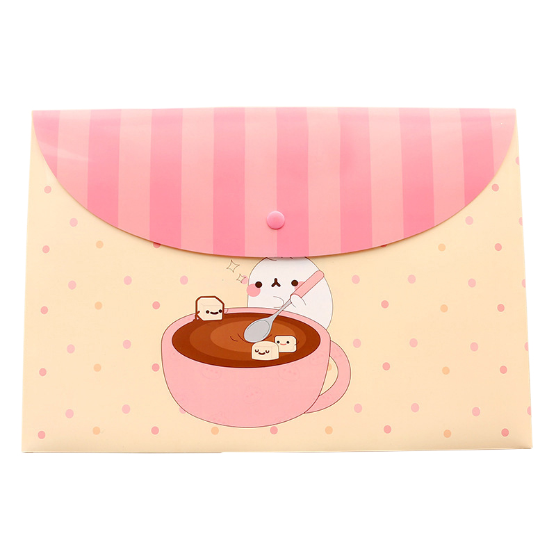 A4 cute cartoon animal file holder snap button PVC folder pen box office information bag 3pcs