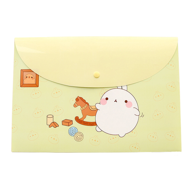 A4 cute cartoon animal file holder snap button PVC folder pen box office information bag 3pcs