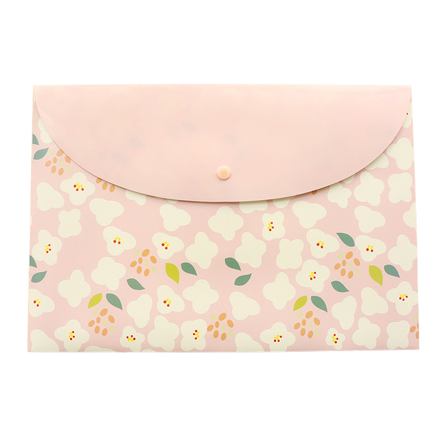 A4 cute cartoon animal file holder snap button PVC folder pen box office information bag 3pcs