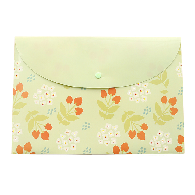 A4 cute cartoon animal file holder snap button PVC folder pen box office information bag 3pcs