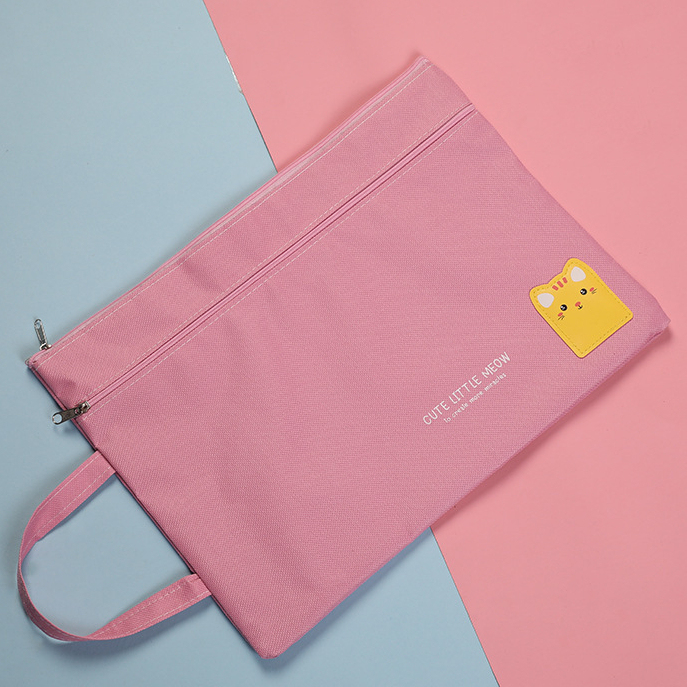 2pc A4 Size File Folder Bag Documents Stationery Books Storage Bag Pouch School Office File Holder Zipper Bag