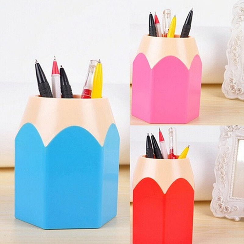 Creative Pen Vase Pencil Pot Stationery Desk Tidy Plastic Desk Organizer Container School Office Supplies 2pcs