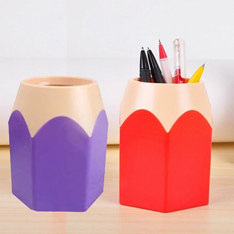Creative Pen Vase Pencil Pot Stationery Desk Tidy Plastic Desk Organizer Container School Office Supplies 2pcs