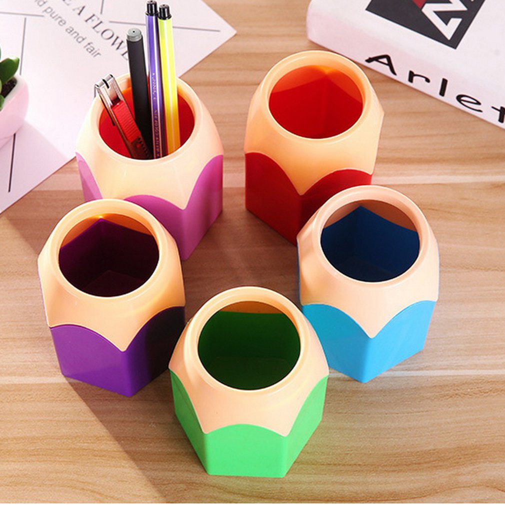 Creative Pen Vase Pencil Pot Stationery Desk Tidy Plastic Desk Organizer Container School Office Supplies 2pcs