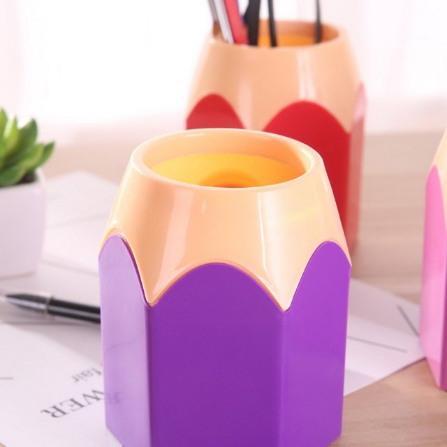 Creative Pen Vase Pencil Pot Stationery Desk Tidy Plastic Desk Organizer Container School Office Supplies 2pcs