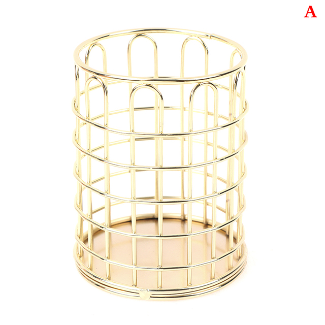 INS Desktop Pen Holder Office School Storage Case Metal Gold Rose Gold Box Desk Pen Pencil Organizer