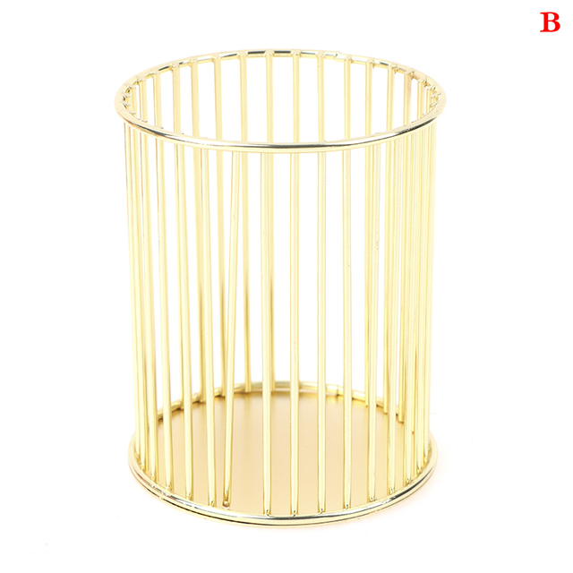 INS Desktop Pen Holder Office School Storage Case Metal Gold Rose Gold Box Desk Pen Pencil Organizer