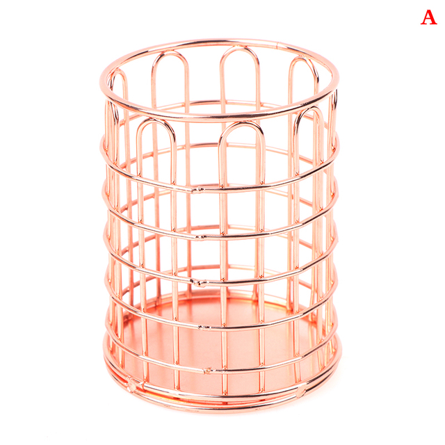 INS Desktop Pen Holder Office School Storage Case Metal Gold Rose Gold Box Desk Pen Pencil Organizer