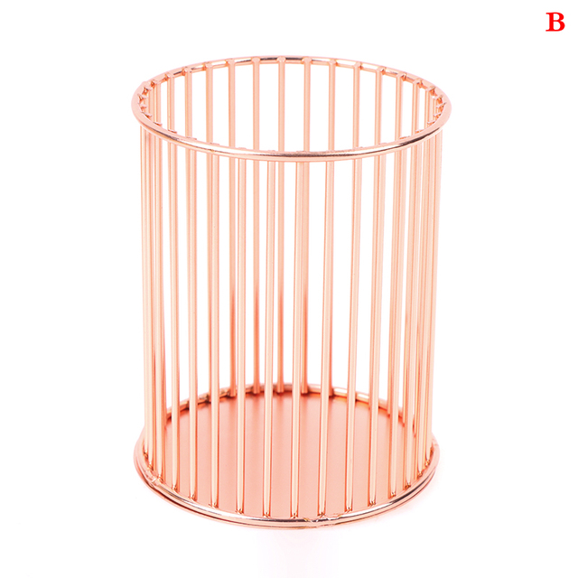 INS Desktop Pen Holder Office School Storage Case Metal Gold Rose Gold Box Desk Pen Pencil Organizer