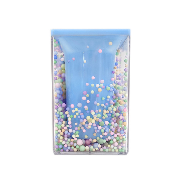 Creative Desktop Large Capacity Squar Shape Pencil Case Cute Foam Ball Style Transparent Pen Holder Decoration Storage