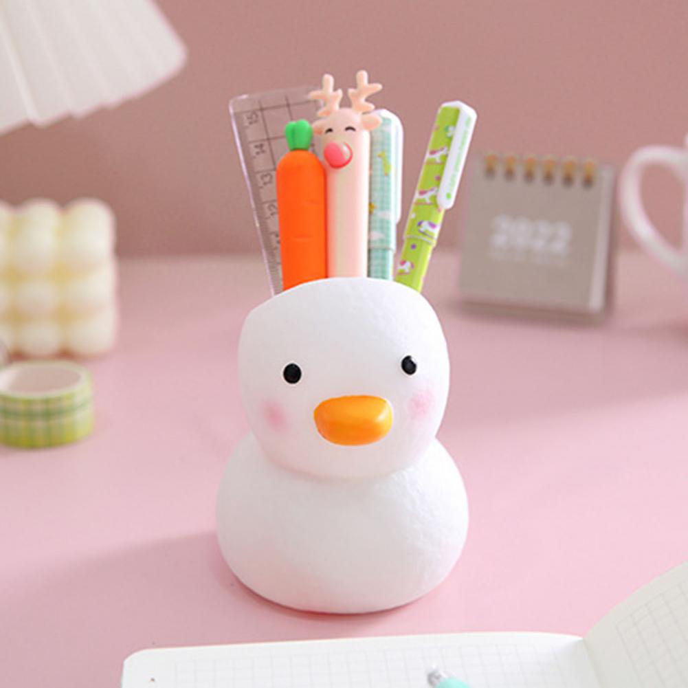 Cartoon Duck Shape Pen Holder Creative Mini Duck Pencil Pot Desktop Organizer