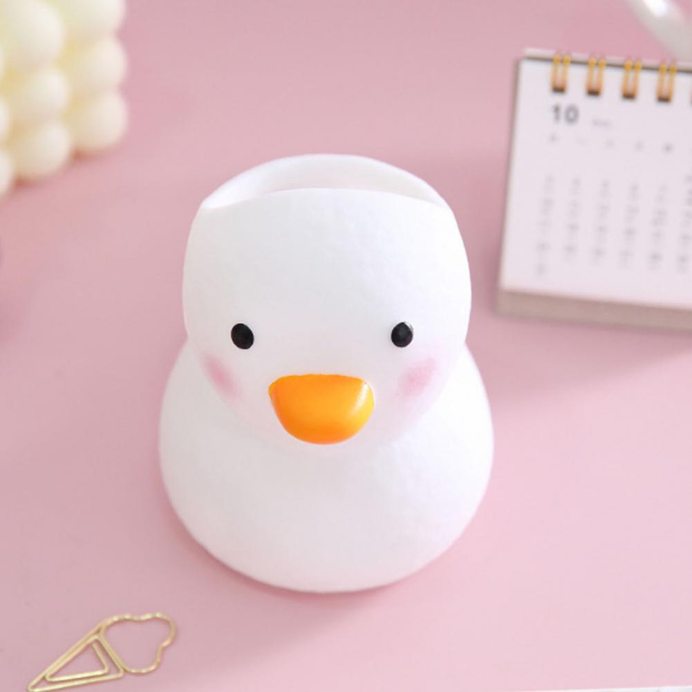 Cartoon Duck Shape Pen Holder Creative Mini Duck Pencil Pot Desktop Organizer