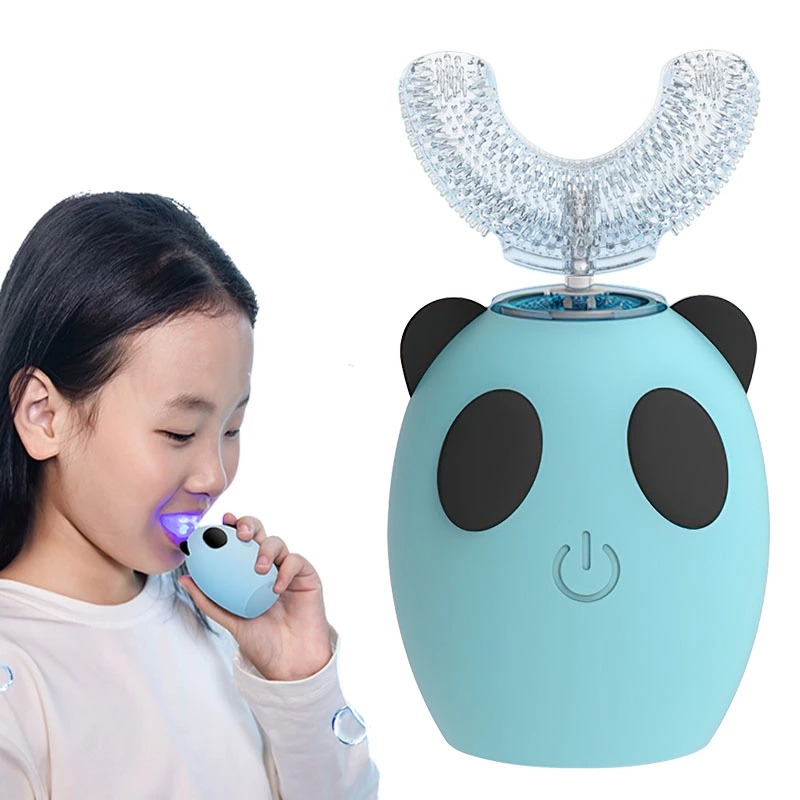 Smart 360 Degress U Sonic Electric Toothbrush Kids Silicone Automatic Ultrasonic Tooth Brush Children Blue Light Teeth Brush