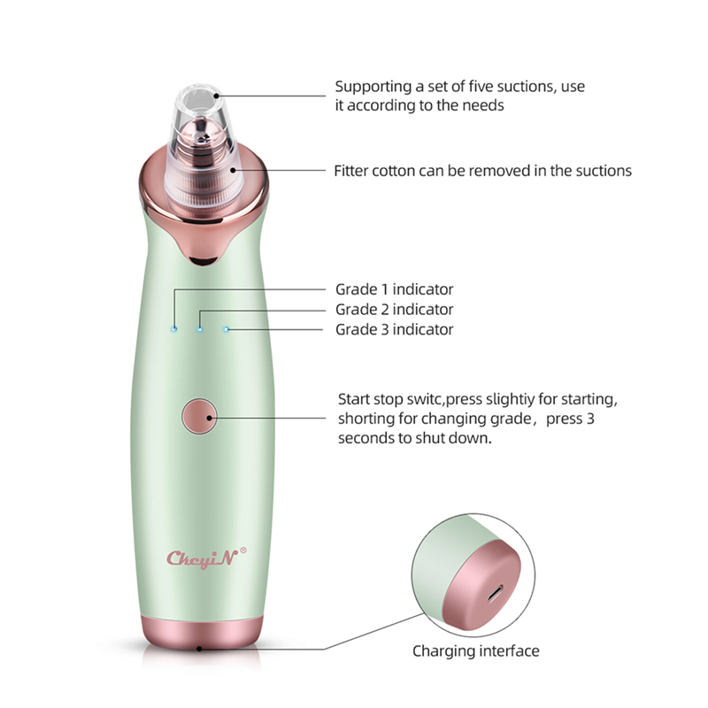 Microdermabrasion Blackhead Remover Vacuum Suction Face Pimple Acne Comedone Extractor Facial Pores Cleaner Skin Care Tools 38
