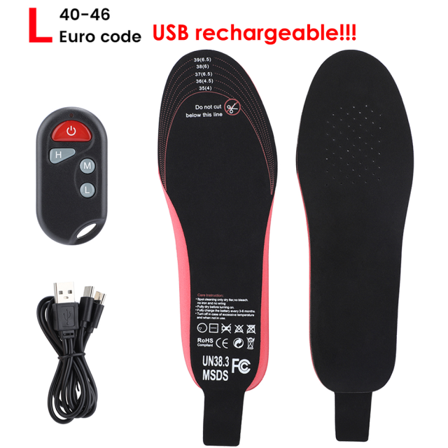 USB Heated Shoe Insoles with Remote Control Feet Warm Sock Pad Mat Electrically Heating Insoles Electric Heater Pads