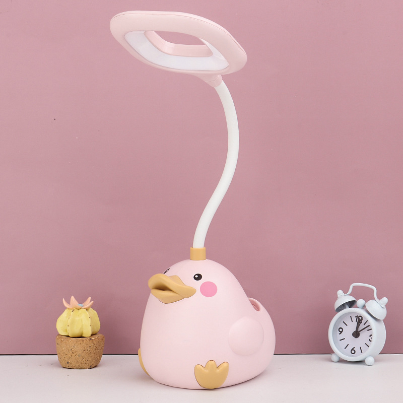 Duck Led Desk  Lamp Cute Animal Night Light Office Children Bedroom Dormitory Learing Pen Holder USB Rechargeable Eye Protection