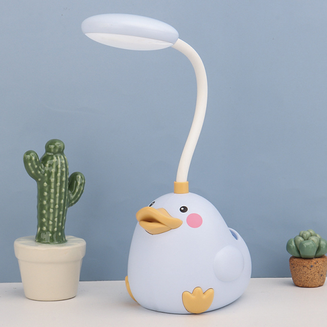Duck Led Desk  Lamp Cute Animal Night Light Office Children Bedroom Dormitory Learing Pen Holder USB Rechargeable Eye Protection