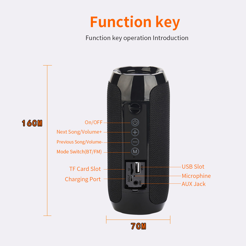 Speaker Wireless  Bluetooth-compatible Subwoofer Outdoor Waterproof Loudspeaker Stereo Surround Support FM RadioTF