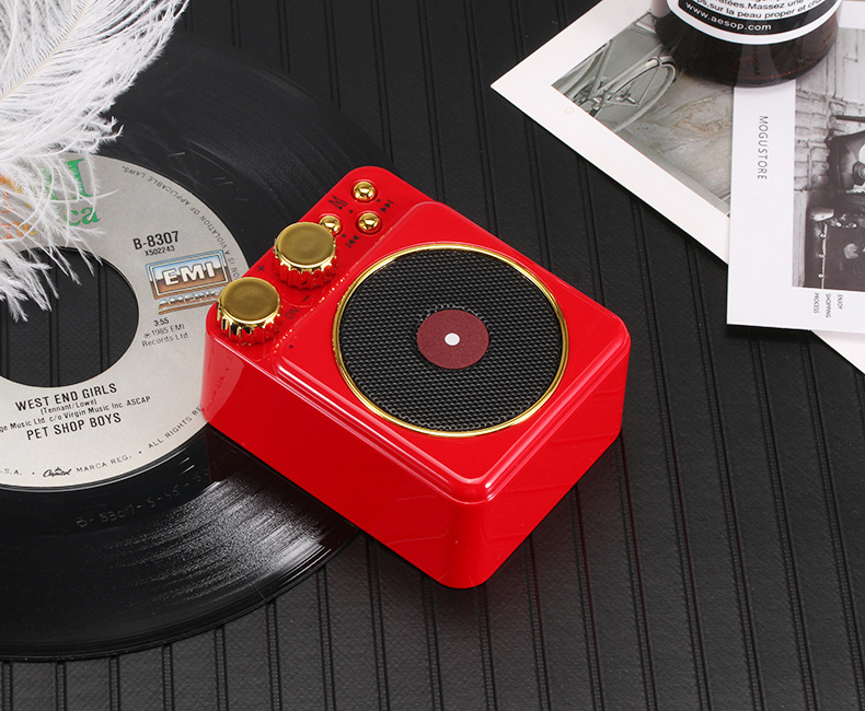 The Best Gift Portable Retro Bluetooth Speaker Atomic Record Player Stereo Speaker Support TF Card For iPhone Xiaomi Mao king