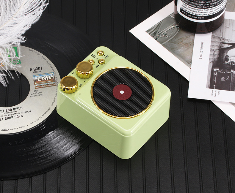 The Best Gift Portable Retro Bluetooth Speaker Atomic Record Player Stereo Speaker Support TF Card For iPhone Xiaomi Mao king