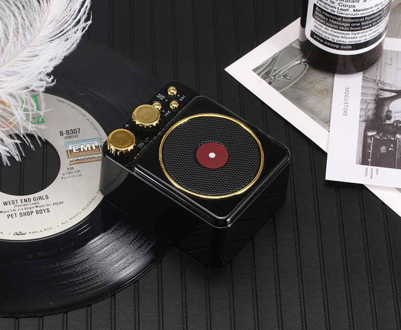 The Best Gift Portable Retro Bluetooth Speaker Atomic Record Player Stereo Speaker Support TF Card For iPhone Xiaomi Mao king