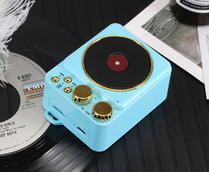 The Best Gift Portable Retro Bluetooth Speaker Atomic Record Player Stereo Speaker Support TF Card For iPhone Xiaomi Mao king