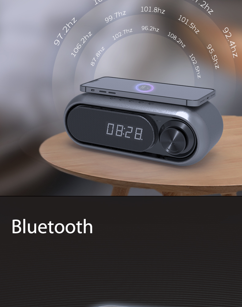 Bluetooth speaker bedside clock wireless charging TF storage FM radio bedside charger