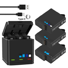 OBlack Battery or Triple Charger for Go Pro Hero7 6 hero5 Black camera battery