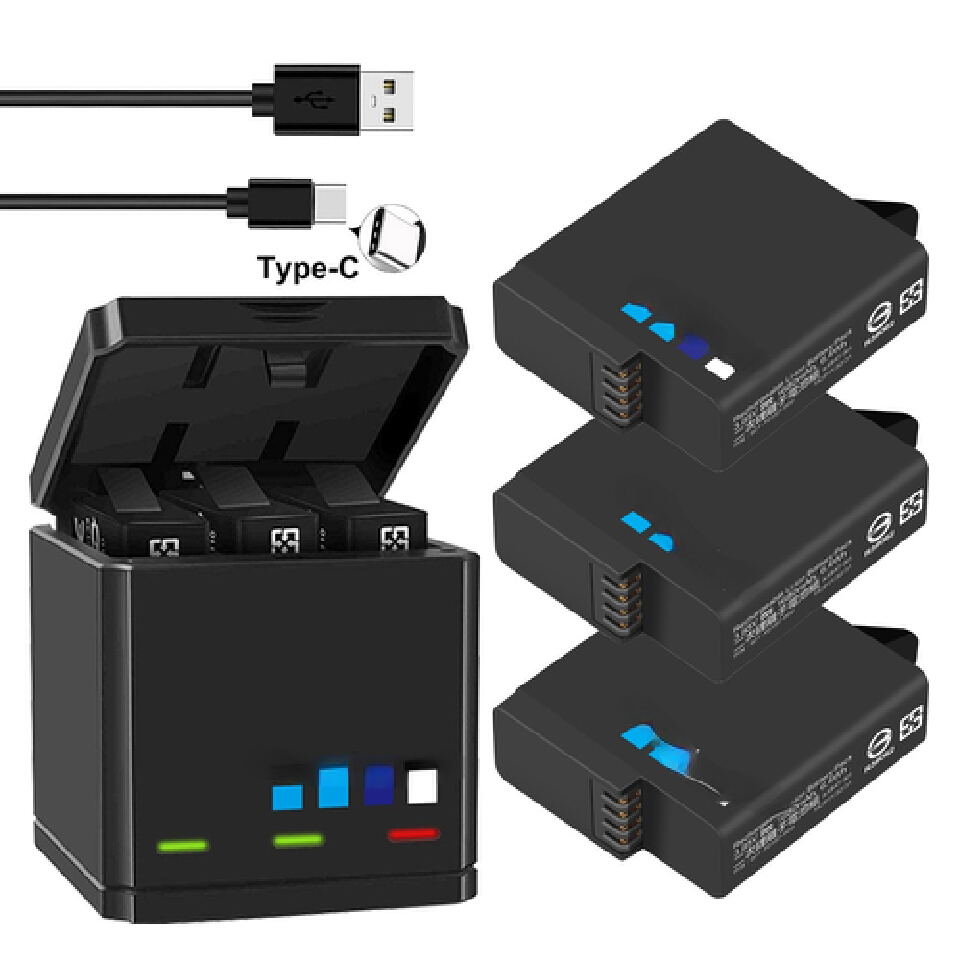 OBlack Battery or Triple Charger for Go Pro Hero7 6 hero5 Black camera battery