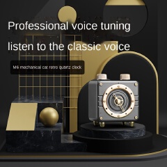 Mini cat wireless Bluetooth speaker mechanical clock TF card small steel gun high volume gift sound