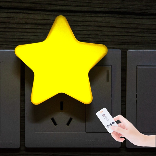 Remote Control Sensor Night Light Five-pointed Star Shape LED Light Bedside Wall Lamp Child Baby Star Sleep Night Light
