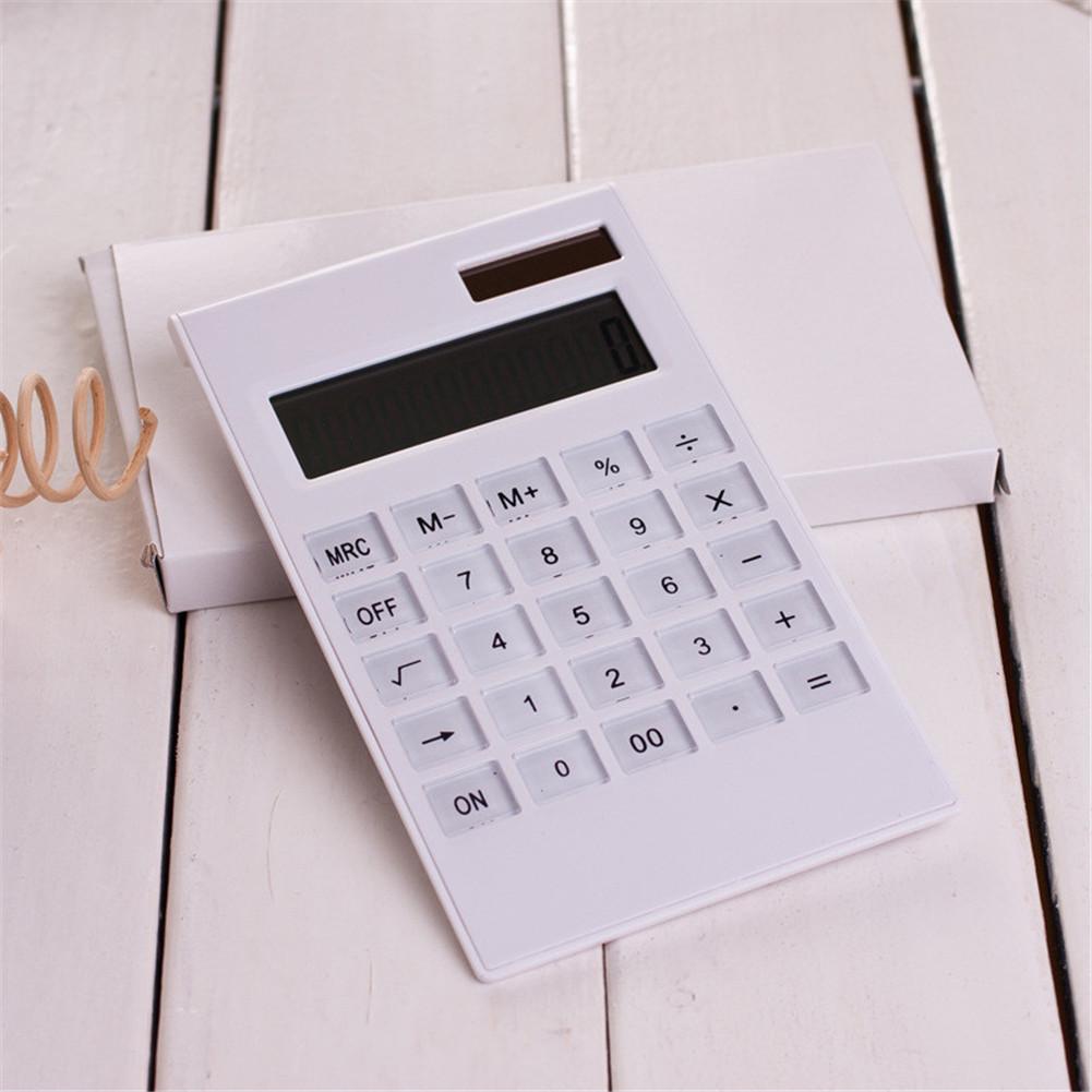 12 Digits Large Display Desktop Calculator Solar And Battery Dual Power Crystal Button Calculator for Office Electronics Supply