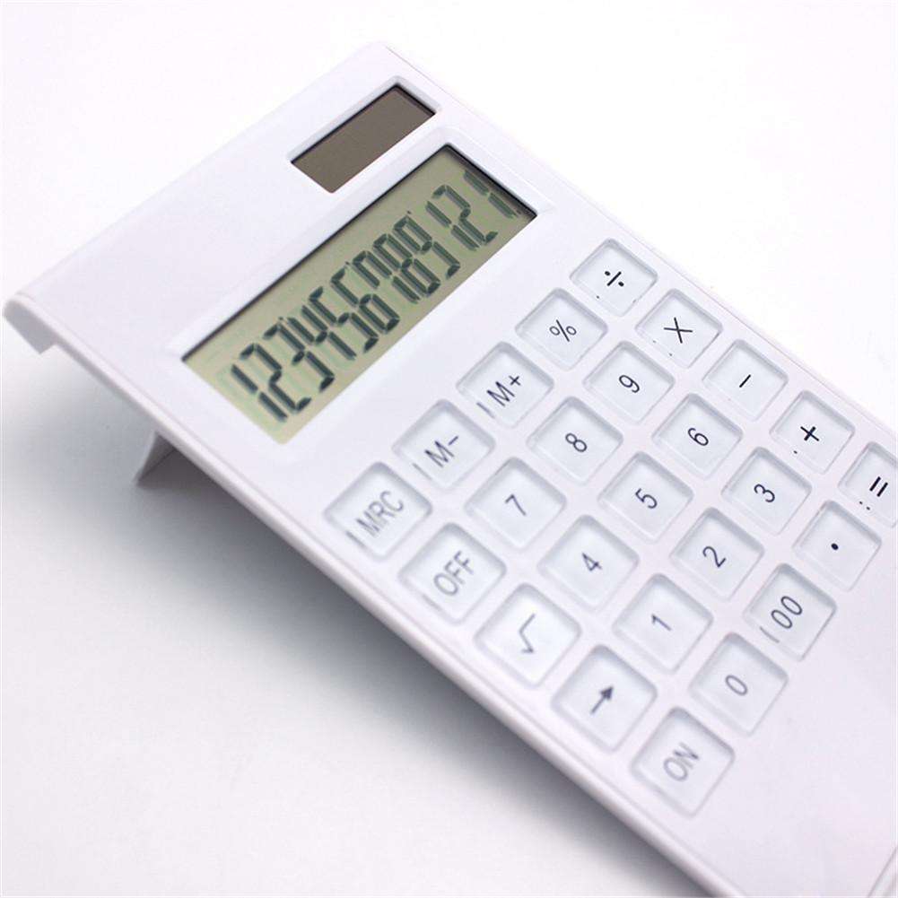 12 Digits Large Display Desktop Calculator Solar And Battery Dual Power Crystal Button Calculator for Office Electronics Supply
