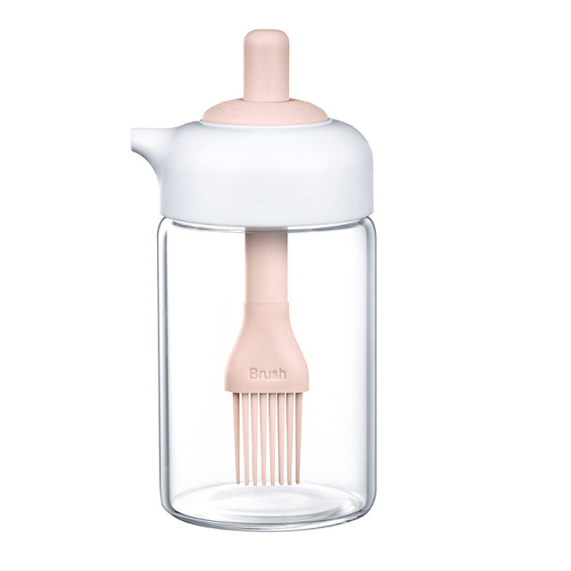 230ml Wide Opening Seasoning Container with Silicone Brush Baster 8oz Glass Condiment Bottles for Kitchen Cooking Oil Dispenser