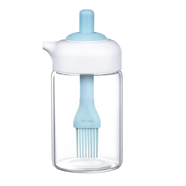 230ml Wide Opening Seasoning Container with Silicone Brush Baster 8oz Glass Condiment Bottles for Kitchen Cooking Oil Dispenser