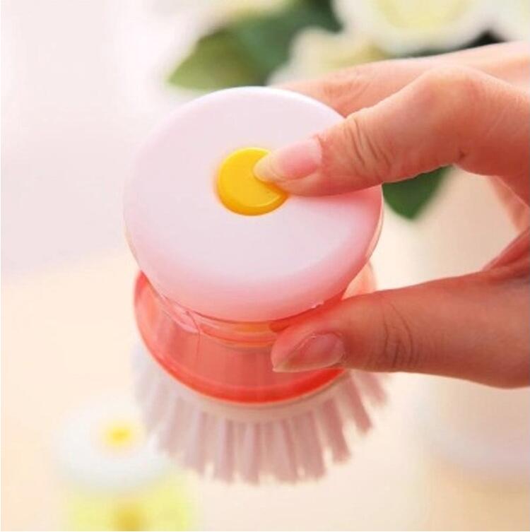 2 IN 1 Wash Pot Brushes Pot Dish Cleaning Brush with Liquid Soap Dispenser Dishwashing Brush Kitchen Cleaning Tools Accessories
