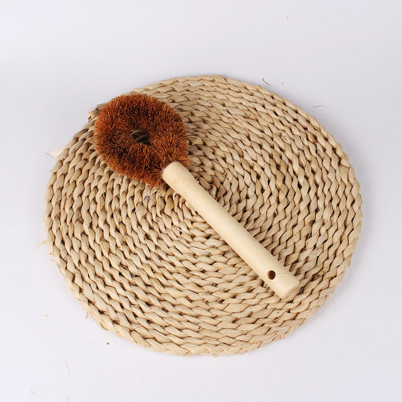 Natural Coconut Palm Pot Brush Wooden Handle Is Not Easy To Get Oil. Kitchen Wood Brush Pot Brush Pot Artifact Long Handle Brush
