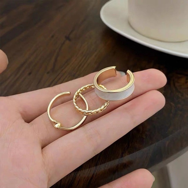3 PCS Round Finger Rings Set Golden Silver Color New Fashion Round Opening Rings for Women Trendy Popular Hand Jewelry
