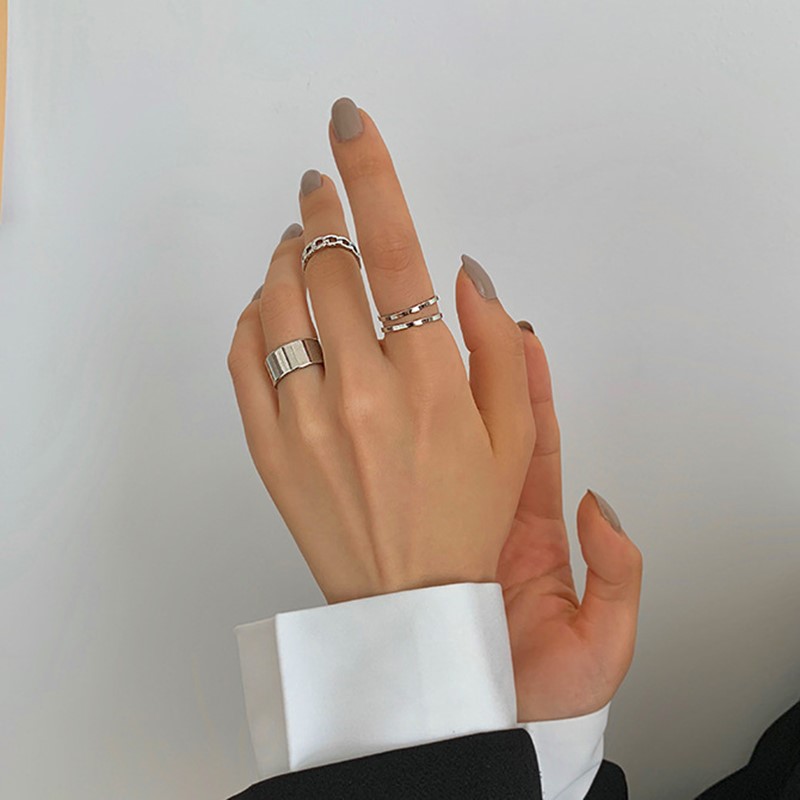 3 PCS Round Finger Rings Set Golden Silver Color New Fashion Round Opening Rings for Women Trendy Popular Hand Jewelry