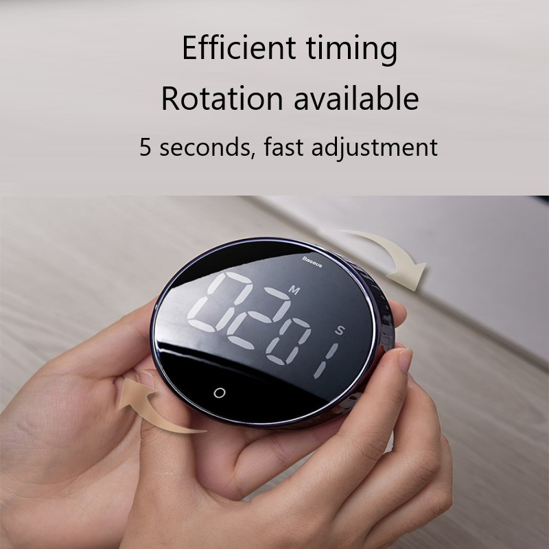 1 Pcs Rotary Countdown Timer Kitchen Magnetic Suction HD Digital Electronic Timing Alarm Clock Fitness Timer Without Battery